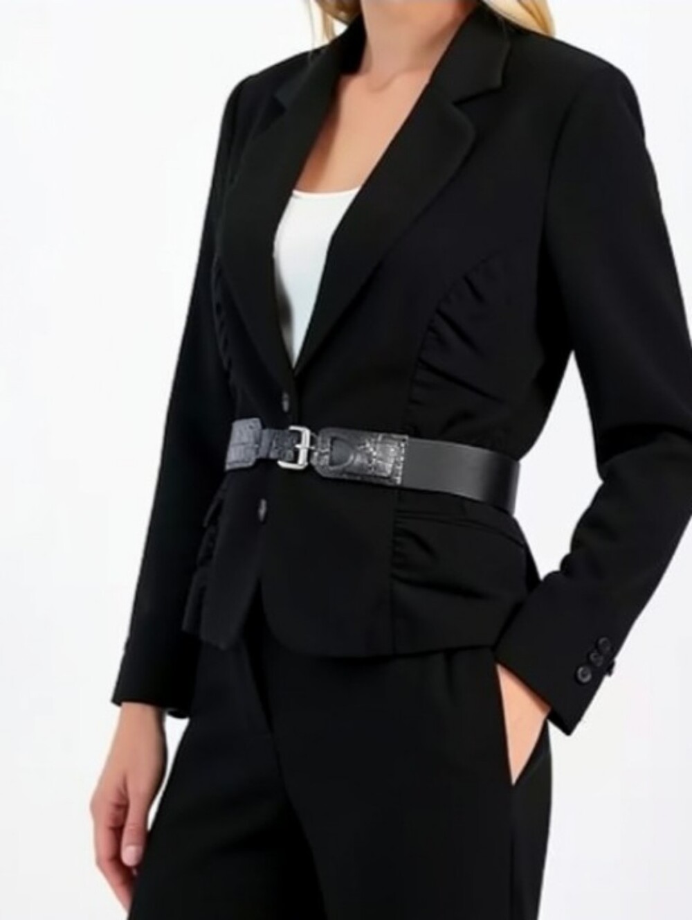 AB Studio Black Belted Tailored Blazer. NWOT. Size 10